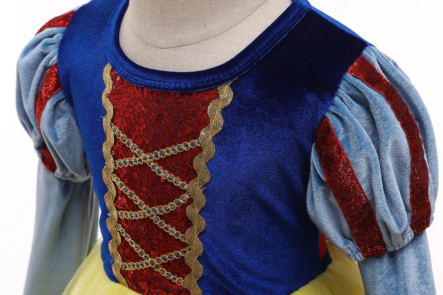 Fantasia Infantil Branca de Neve Vestido de Princesa Baile Meninas Aniversário Festa Corpinho de Veludo Saia de Tule Malha Roupa Cosplay Infantil 2-10 Anos
