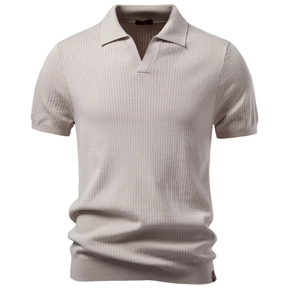 Men's Classic Polo Shirt Solid Color Breathable Elegant Casual Luxury Old Money Style for Men