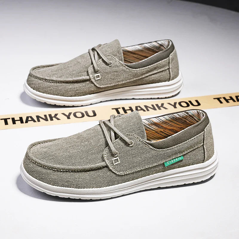 Men's Canvas Shoes Retro Loafers Lightweight Flats Leisure Footwear Male Summer Moccasin Men Casual Business Shoe