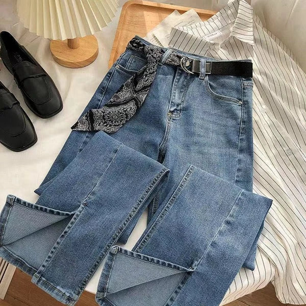 High Waist Boot Cut Pants Fashion Female All-Match Split Flared Jeans