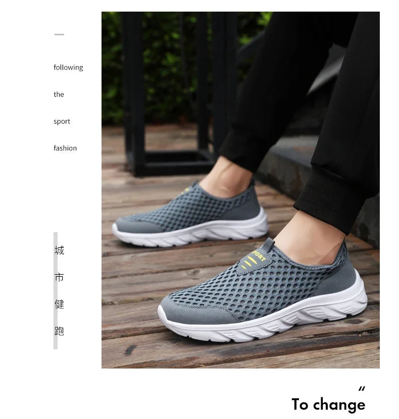 Lightweight Men Casual Shoes Breathable Slip on Male Casual Sneakers Anti-slip Men's Flats Outdoor Walking Shoes Size 39-46