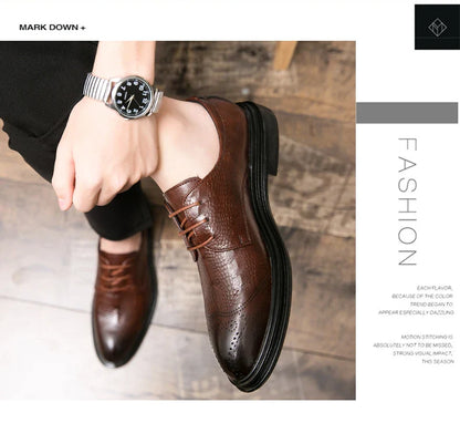 Luxury Men Brogue Dress Shoes Men Suit Casual Shoes Formal Business Leather Shoes Men Brown Wedding Italian Banquet Shoe Size 46