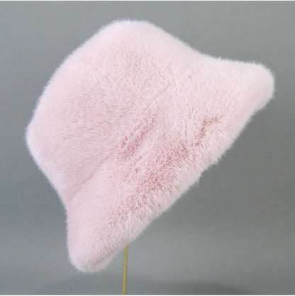 False Mink Fur Berets Elegant Women's Winter Caps New Design Fashion Artificial Fur Hats Knitted Warm False Mink Fur Beanies Hat