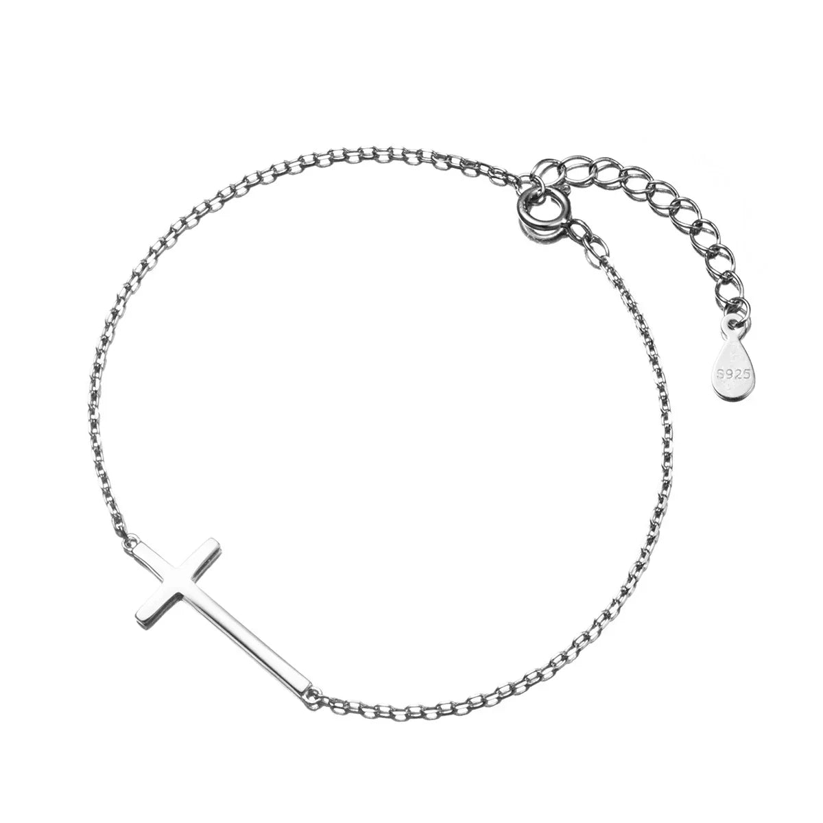 Real 100% 925 Sterling Silver Claissc Simple Cross Chain Link Women Bracelet Sterling Silver Jewelry Valentine Day Gift