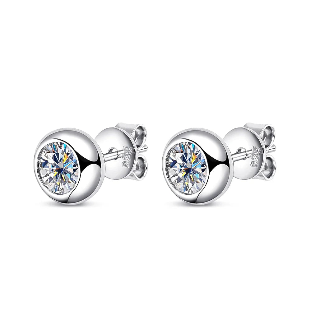 0.3/0.5 Carat Round Moissanite Diamond Stud Earrings For Women S925 Sterling Silver Pendientes Wedding Party Fine Jewelry