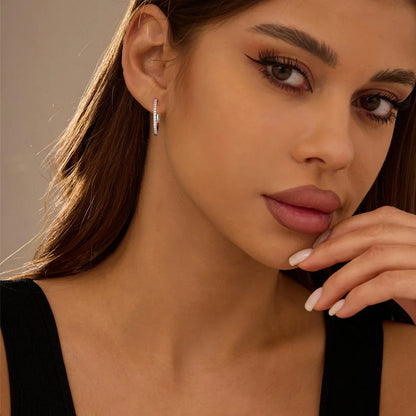 Pretty Beauty 23mm Moissanite Hoop Earrings S925 Sterling Silver for Women Wedding Party White Gold Plated Fine Jewelry Gifts