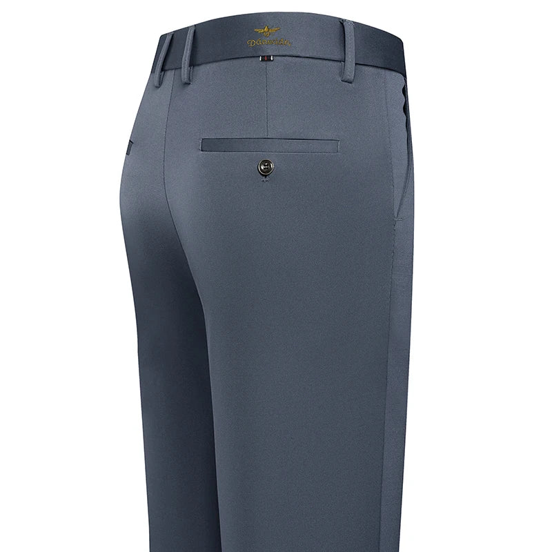 Mens Embroidery Trousers Casual Business Suit Pants Stretch Golf Dress Pants Men 4-Way Elastic Classic Black Trousers