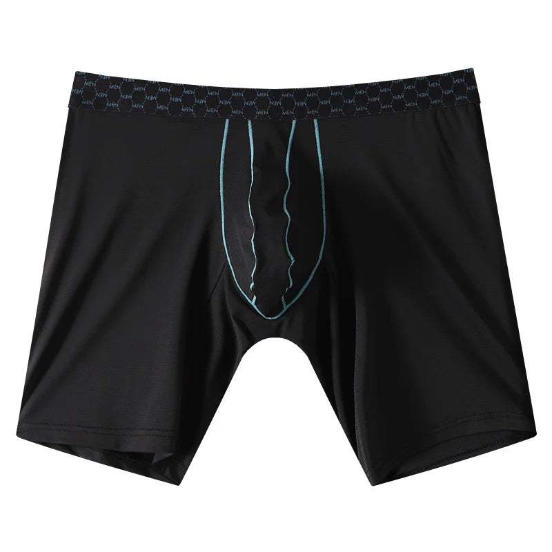 Mens Underwear Ice Silk Boxer Shorts Homme Ropa Breathable U Convex Pouch Panites Man Nylon Middle Waist Underpant Cueca M-XXL