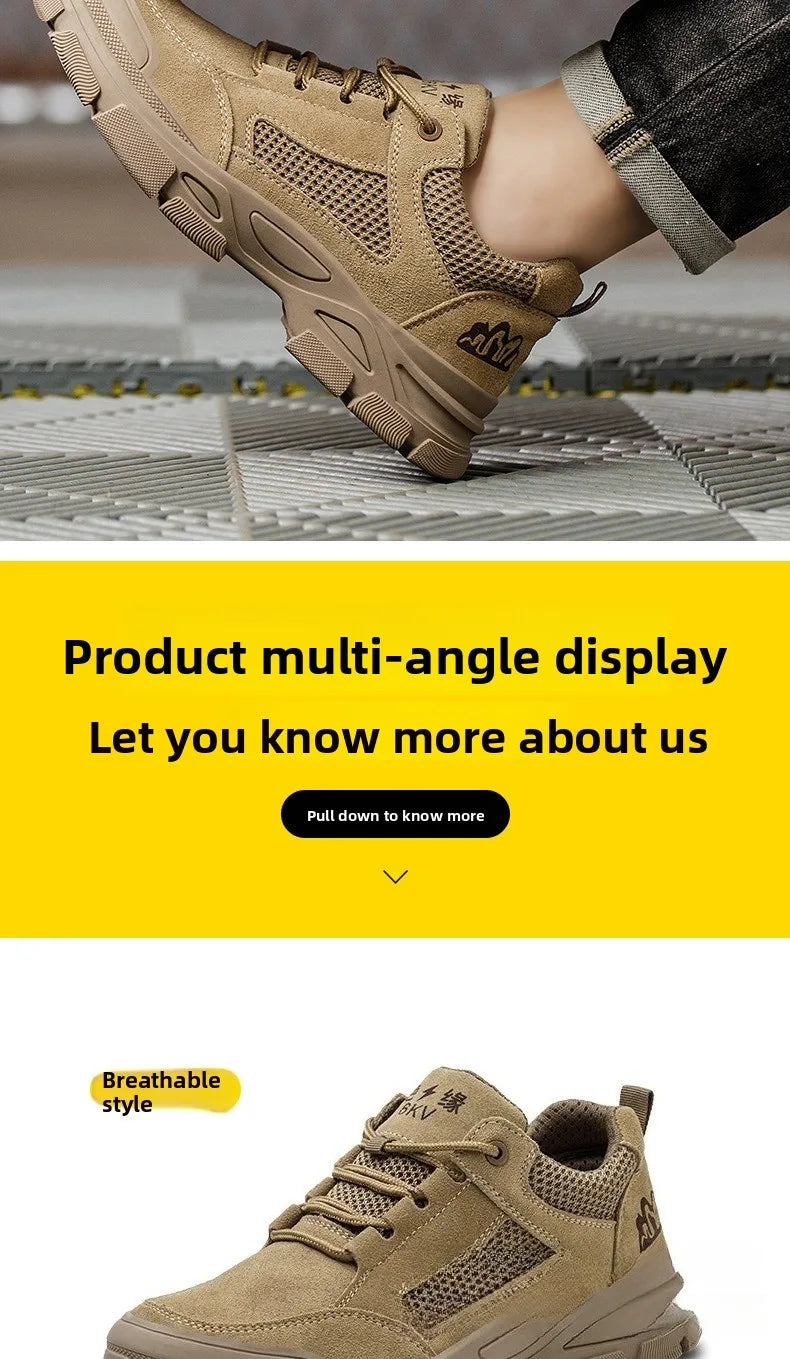 Labor Protection Shoes Men's Anti Smashing AntiPiercing Insulation Work Shoes Cowhide Solid Bottom Construction Site SafetyShoes