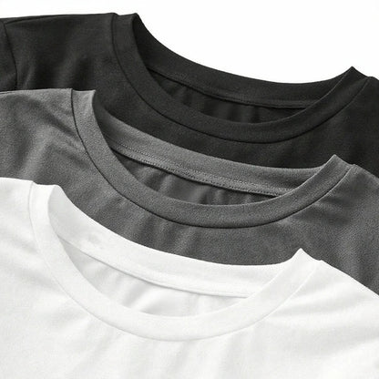 Women's solid-color long-sleeved T-shirt - Polyester knitted fabric, round neck, regular fit, fall-winter style