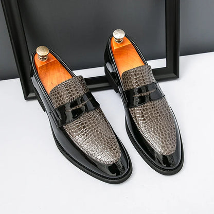 Loafers Shoes Men Color Blocked Business Casual Fashion Round Head Formal Wedding Shoes