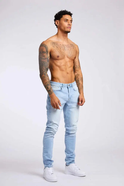 1pc men's elastic daily travel American street, regular banana pants jeans
