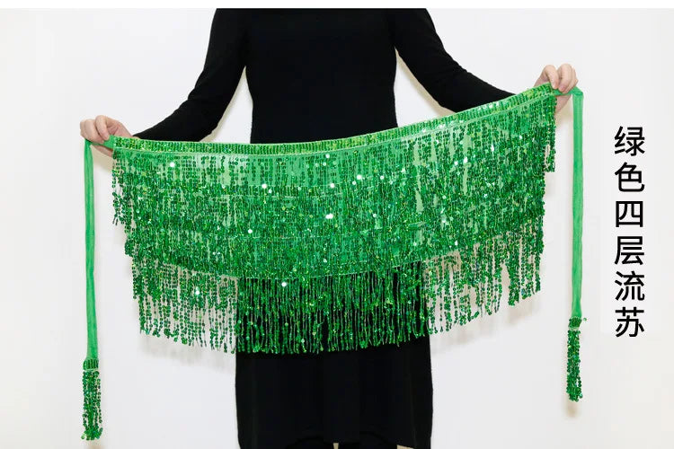 Sexy Sequins Tassel Dancewear Mini Skirt Women Clothes Jupe Femme Belly Dance Skirts Ladies Faldas Performance Stage Bottom Saia
