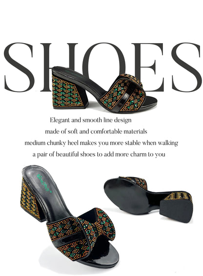 Italian Style Women Banquet Shoes And Bag With Rhinestone Decoration Three-Dimensional Small Bag Match Women High Heel