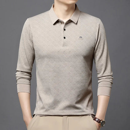 Collar Long Sleeved Polo Shirt for Men in Spring and Autumn 2025 New Business and Leisure Versatile T-shirt