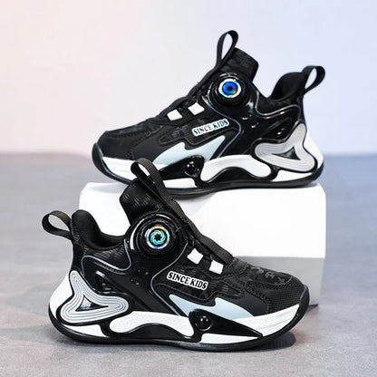 Children Basketball Shoes Swivel Button Boys Fashion Sneakers Girls School Sport Shoes Kids Casual Trainers Outdoor Shoes