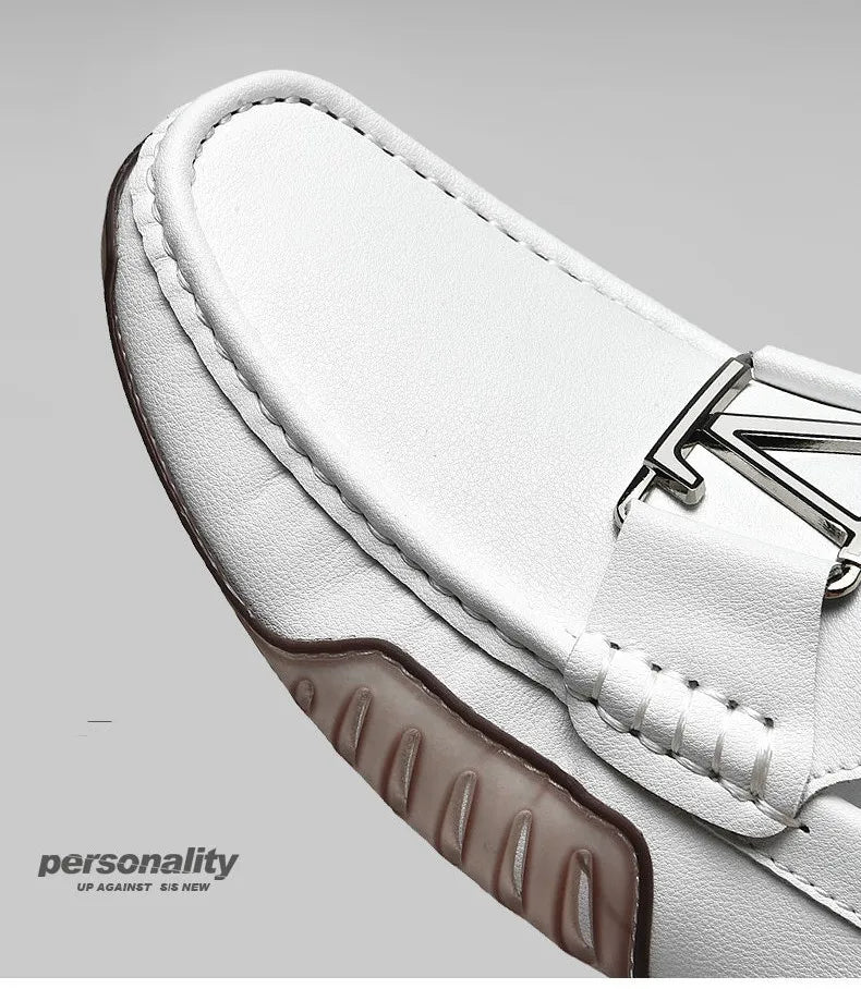 High Quality Men's Casual Leather Shoes Cowhide Loafers Soft Luxury Pea Shoes Color Genuine Leather Men's Flats Driving Shoes