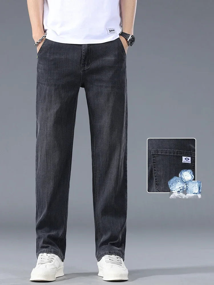 Business Jeans Men's Spring Thin Casual Straight Fashion Loose Brand Pants Comfortable Male Denim Trousers Versatile