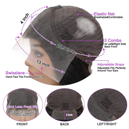 180% Density Brazilian Human Hair Wigs Pre Plucked Hd 13x4 Lace Front Wig Bleached Knots Transparent Lace Frontal Wig
