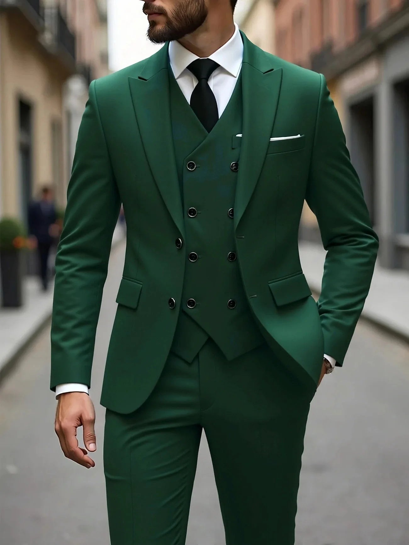 Classic Wedding Tuxedos Slim Fit Bridegroom For Men 3 Pieces Groomsmen Suit Male Formal Business Men Suits(Jacket+Vest+Pants）