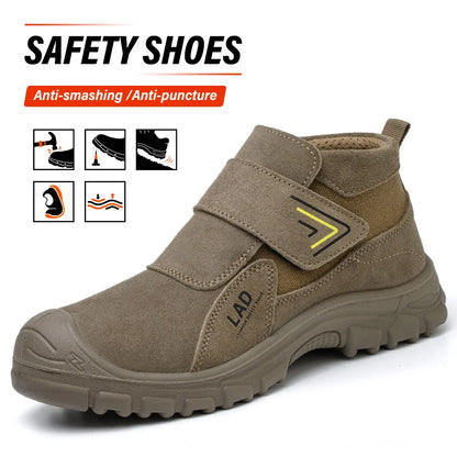 Men's work shoes with wear-resistant solid soles, anti smashing and puncture safety shoes, comfortable and breathable