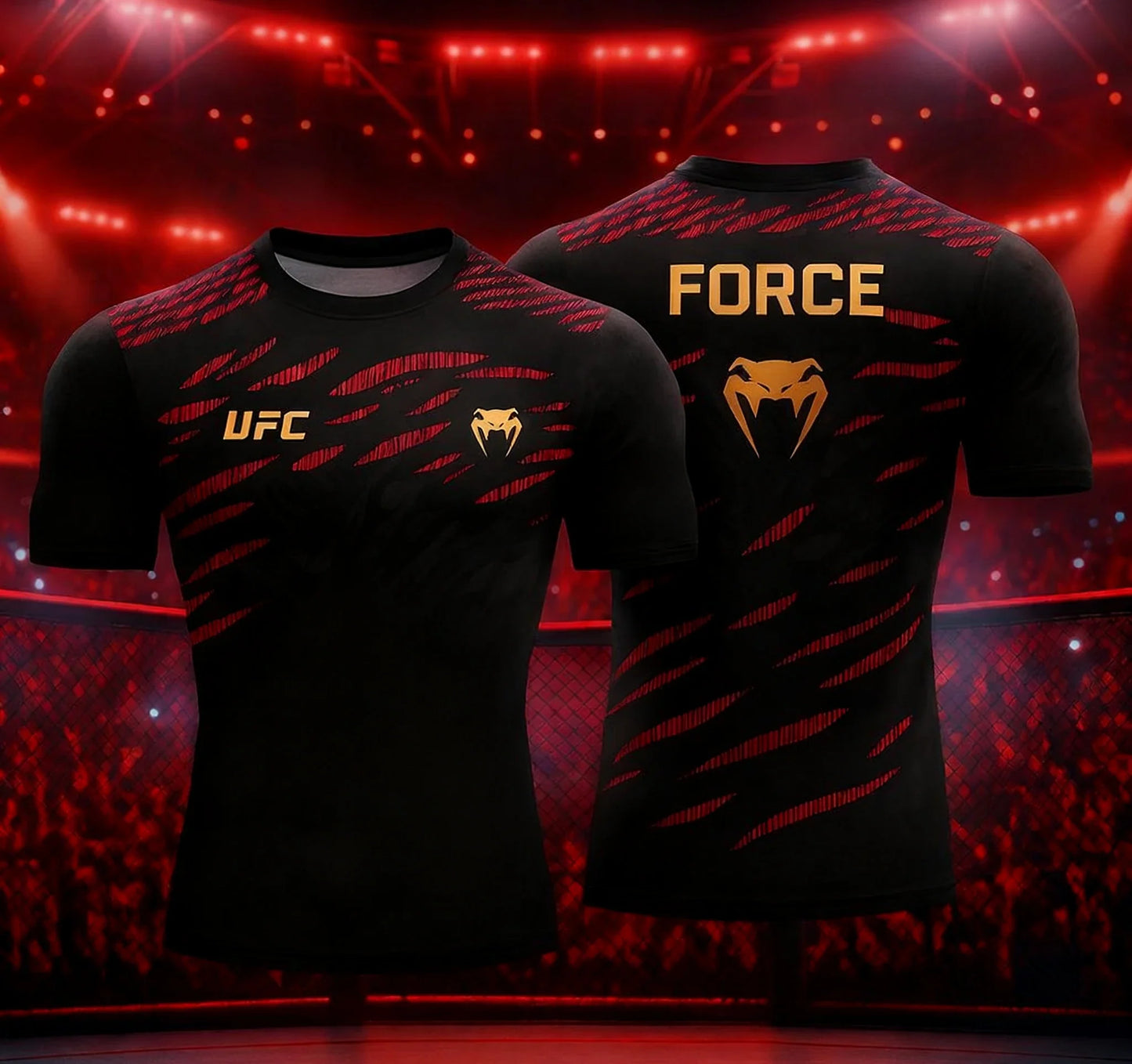 UFC men's 3D printed training T-shirt, summer short-sleeved, casual and comfortable sports top, boxing, MMA gym, street fashion