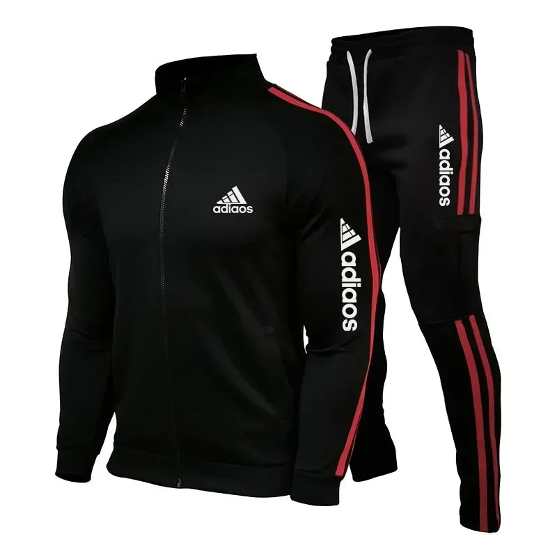 2025 New Men's Zipper Tracksuit Set Sweatshirt and Sweatpants Sports Suit Running Fitness Clothing