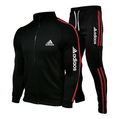 2025 New Men's Zipper Tracksuit Set Sweatshirt and Sweatpants Sports Suit Running Fitness Clothing