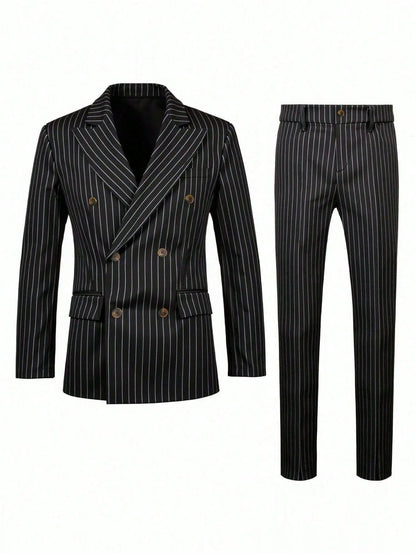High-quality European and American Men's Clothing, Formal Suits with Stripes, Trousers for Business, Formal Dinners, Weddings