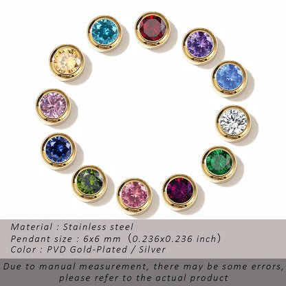 Stainless Steel Charm Crystal Necklace Pendant Birthstone Charms For Jewelry Making Women Earrings DIY Accessories