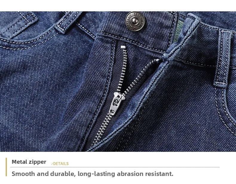New Autumn Winter Mens Business Casual Jeans Straight Leg Fashion Denim Trousers Male Brand Clothing Slim Fit  Autumn and Winter