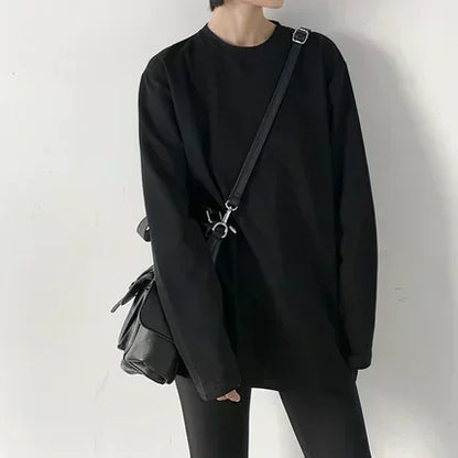 Spring Autumn Women's Solid Color Loose Long Sleeve T-shirt O-neck Basic Top Bottomed Shirt Casual  Tshirt Woman Female