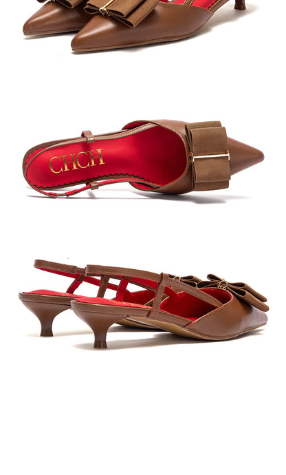 Woman High Heels Brown New Summer Strap Design Pointed Casual Elegant Workplace Ladies Classic Sandals