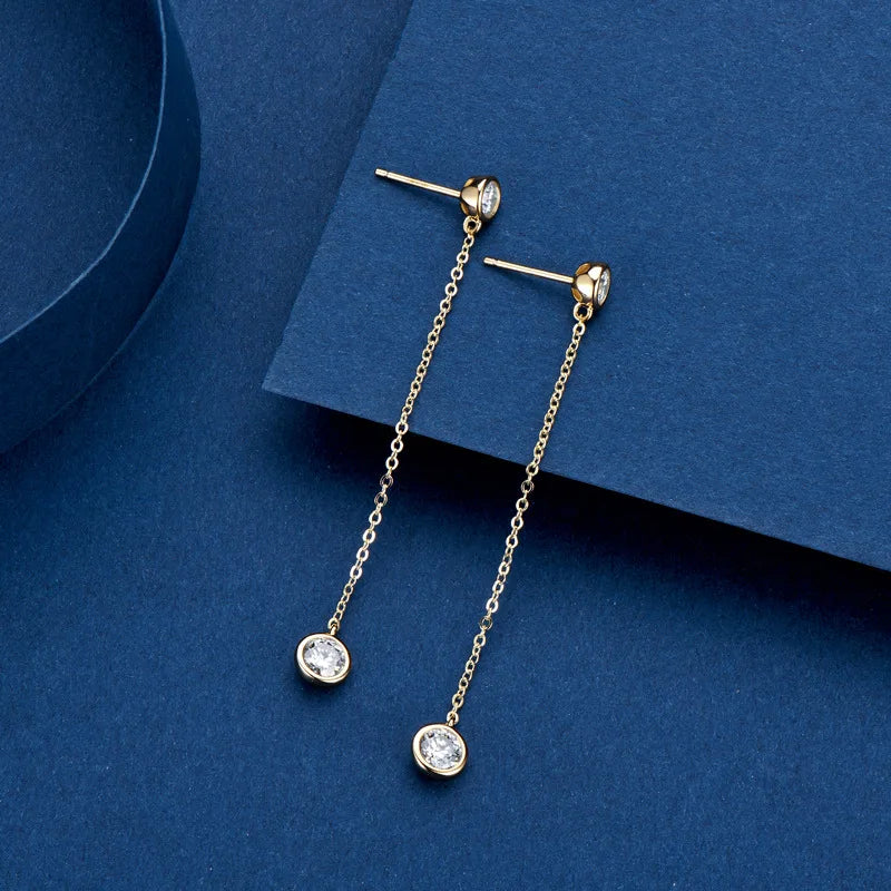 Real 0.8 Carat Moissanite Diamond Drop Earrings Women’s S925 Silver Plated PT950 Long Tassel Dangle Earring Fine Jewelry