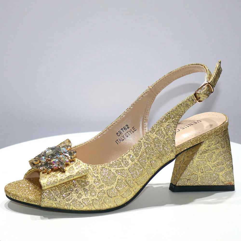 African Fashion Italian Shoes And Bag Sets For Evening Party With Stones Colorful Italian Handbags Match
