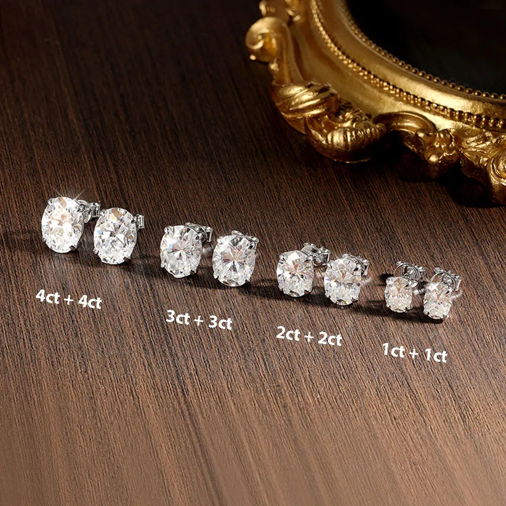 Oval Cut Moissanite Stud Earrings for Women 1-4 Carat D VVS1 GRA Certified Lab Gemstone 925 Sterling Silver 18k Earring