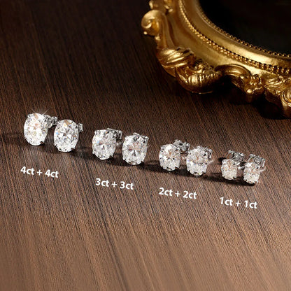 Oval Cut Moissanite Stud Earrings for Women 1-4 Carat D VVS1 GRA Certified Lab Gemstone 925 Sterling Silver 18k Earring