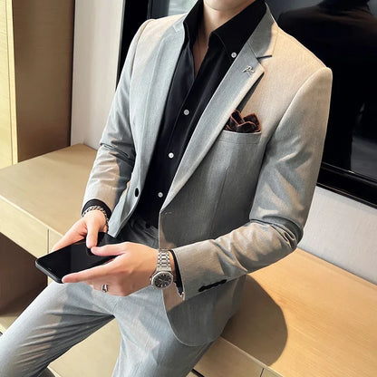 Terno Masculino Casual de Escritório Noivo Casamento Blazer Calça Social