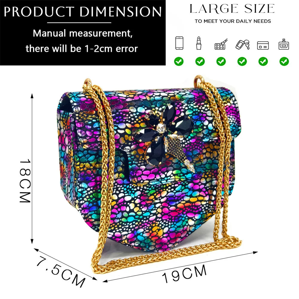 Italian Design Luxury Women's Shoes And Clutch Green Full Diamond Decoration Metal Closure Bag for Party