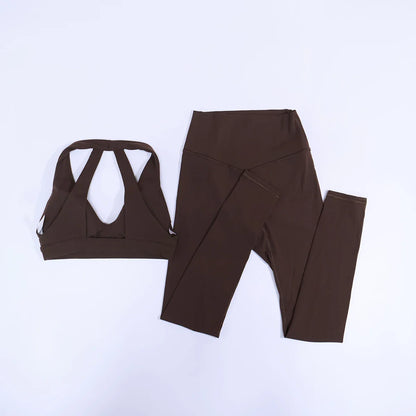 New Summer Women's Ultra Soft Sports Bra And Yoga Pants Set Fashionable Two-Piece Gym Workout Shock-Absorbing Underwear Suit