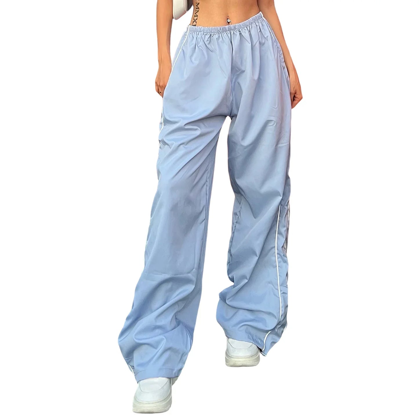 Y2K Loose Cargo Pants Elastic Waist Baggy Wide Leg Straight Trousers