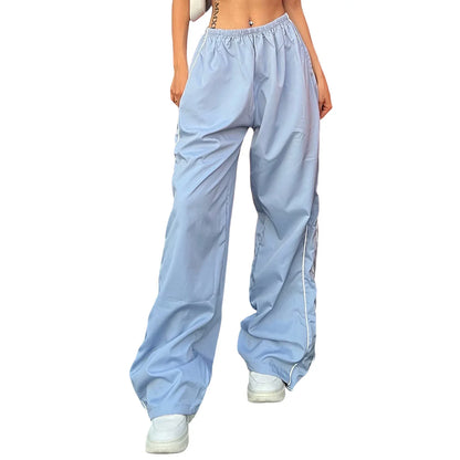 Y2K Loose Cargo Pants Elastic Waist Baggy Wide Leg Straight Trousers