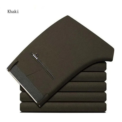 Men‘s Suit Pants Business Office Male Dress Pants Elastic Wrinkle Resistant Big Size Classic Casual Trousers Black Navy Blue