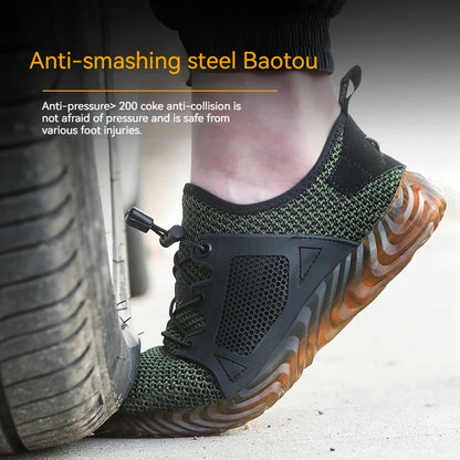 Mens Mesh Work Sneakers Lightweight Steel Toe Work Boots Indestructible Safety Shoes Breathable Construction Work Boot Footwear