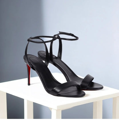 Novas sandálias de salto fino nude sexy de peça única com salto alto, com temperamento feminino, sapatos de salto alto confortáveis para mulheres francesas