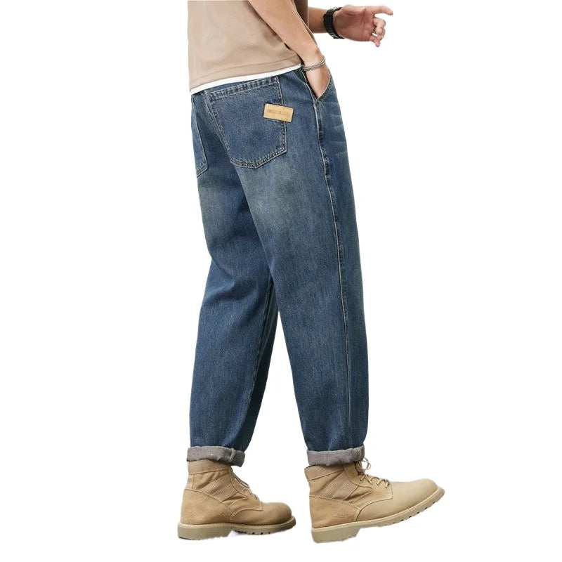 Summer Micro-cone Straight Jeans for Men Loose Comfortable and Versatile Casual Teenager Trendy Retro Trousers jeans for man