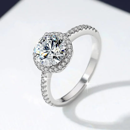 0.3-3CT D Color 100% Real Moissanite Rings for Women Round Sparkling Simulated Diamond Band S925 Sterling Silver Jewelry