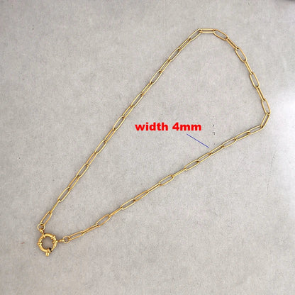 Necklace Women Men Choker Stainless Steel Geometric Rolo Link Cuba Paperclip Chain