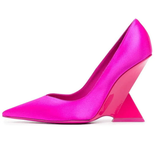 Runway Women Heels Pumps 2026 Designer Shoes Patent leather Pointed Toe Slingback Shallow Luxury Brand Strange Heel Woman Shoes