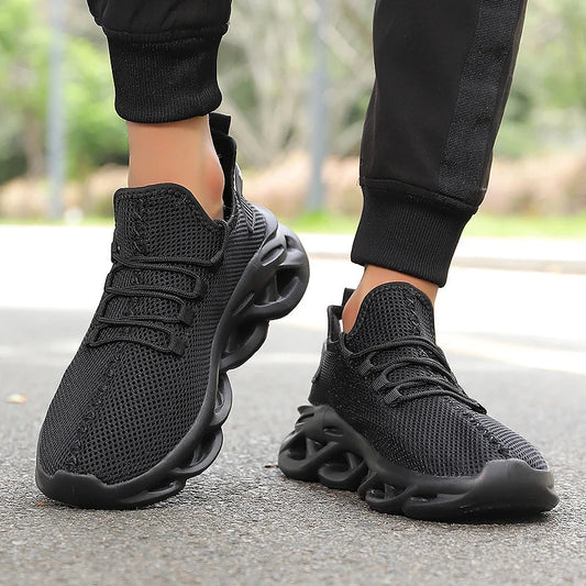 Tênis Masculino de Verão Casual Esportivo de Corrida Respirável Leve Tênis de Malha para Caminhada, Corrida, Tênis e Atividades ao Ar Livre Preto